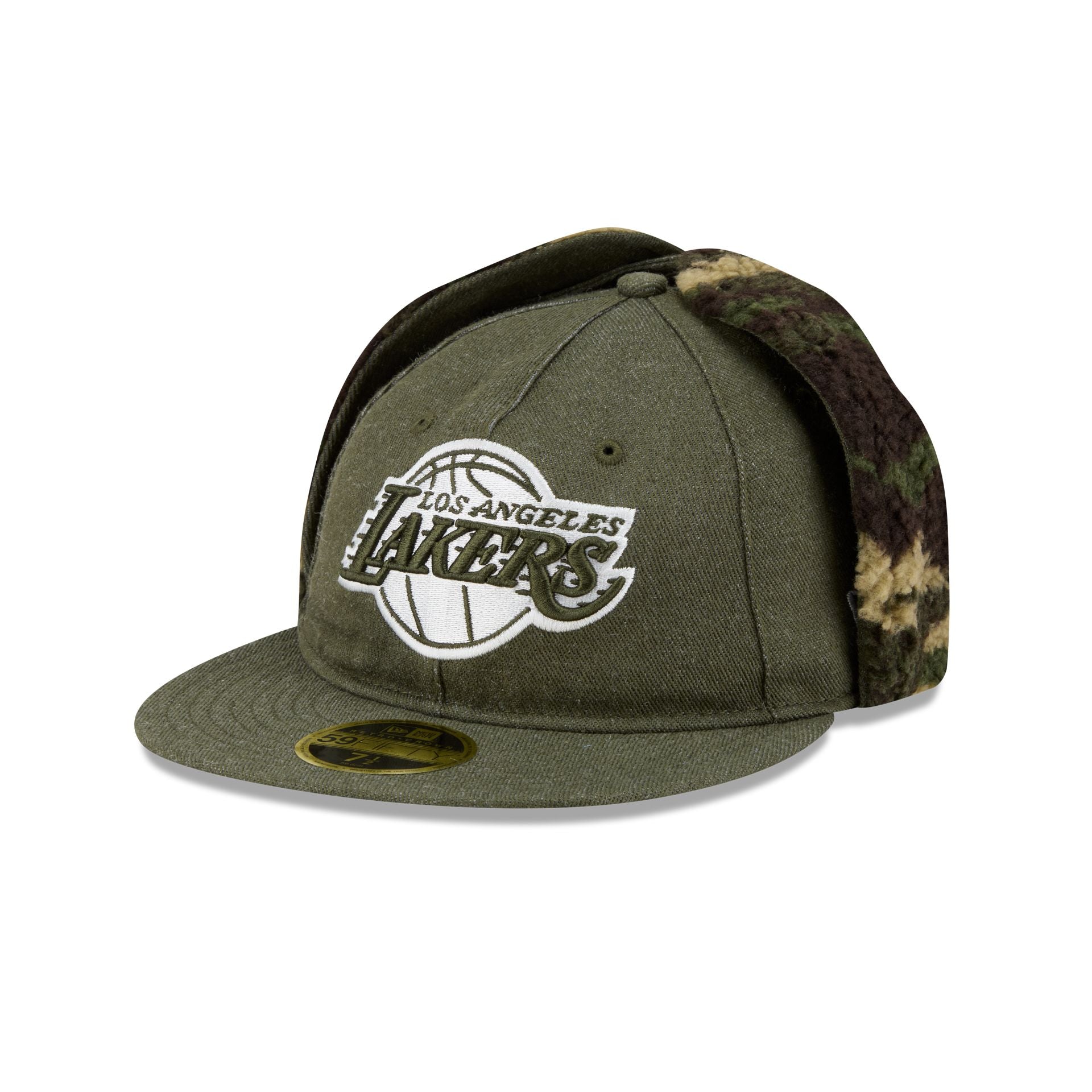 Los Angeles Lakers Three Looms Cotton Twill Camo Retro Crown Dog Ear 59FIFTY Fitted Hat