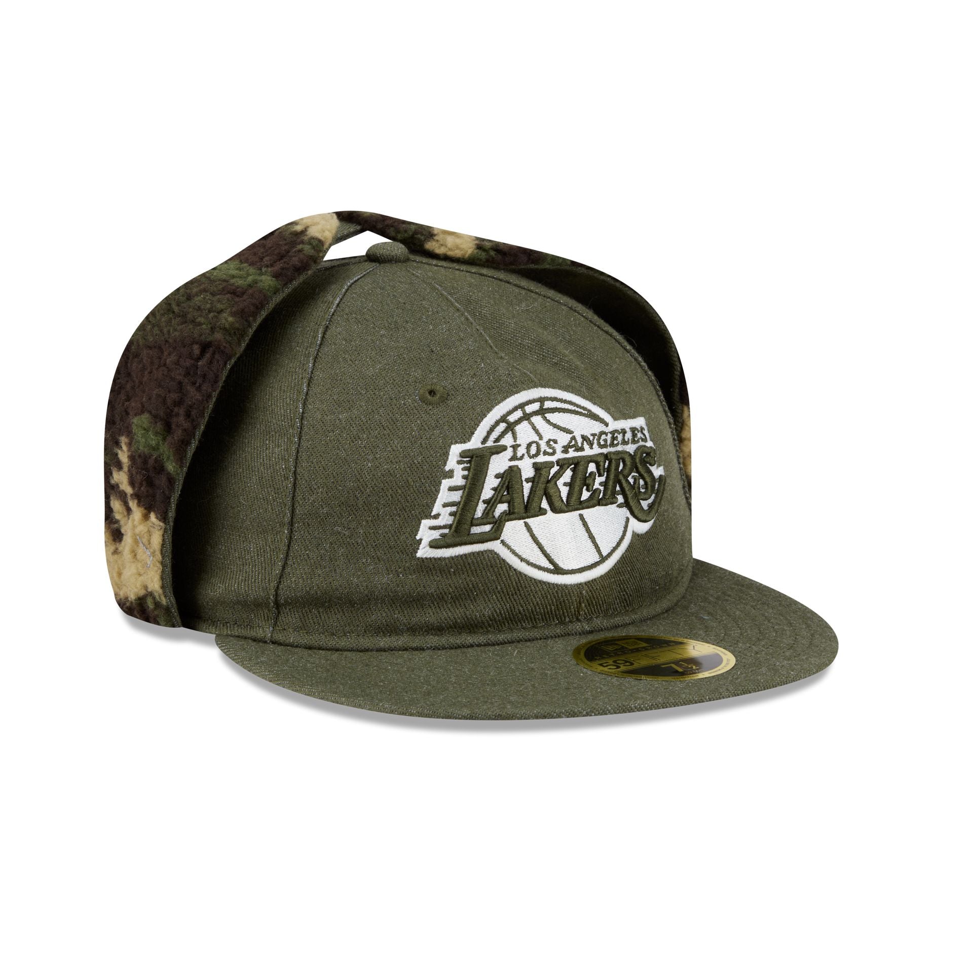 Los Angeles Lakers Three Looms Cotton Twill Camo Retro Crown Dog Ear 59FIFTY Fitted Hat