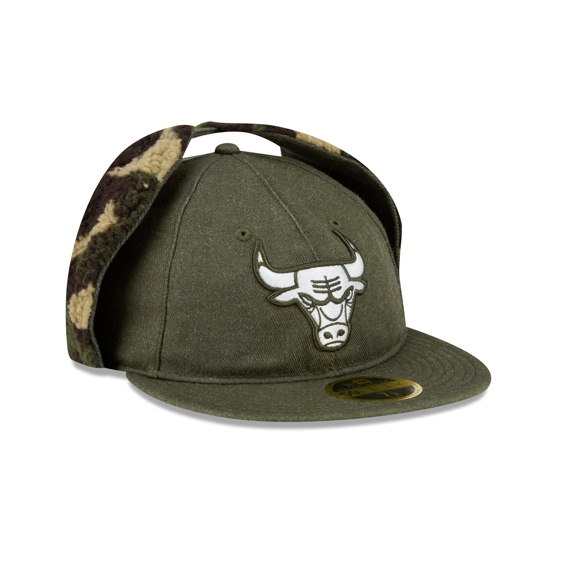 Chicago Bulls Three Looms Cotton Twill Camo Retro Crown Dog Ear 59FIFTY Fitted Hat
