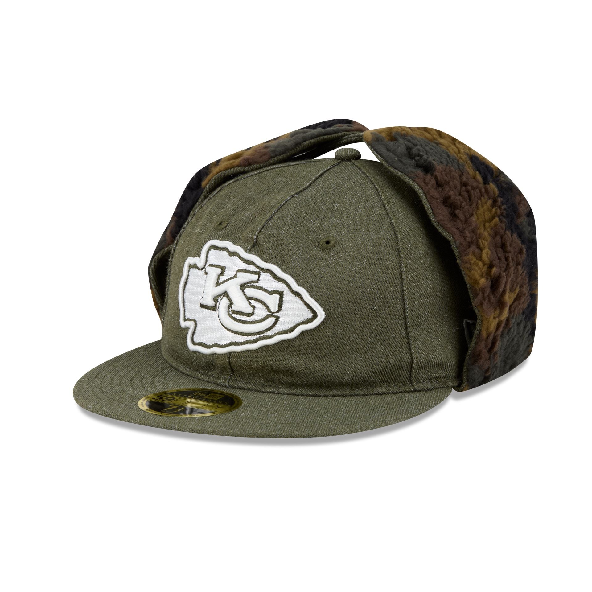 Kansas City Chiefs Three Looms Cotton Twill Camo Retro Crown Dog Ear 59FIFTY Fitted Hat