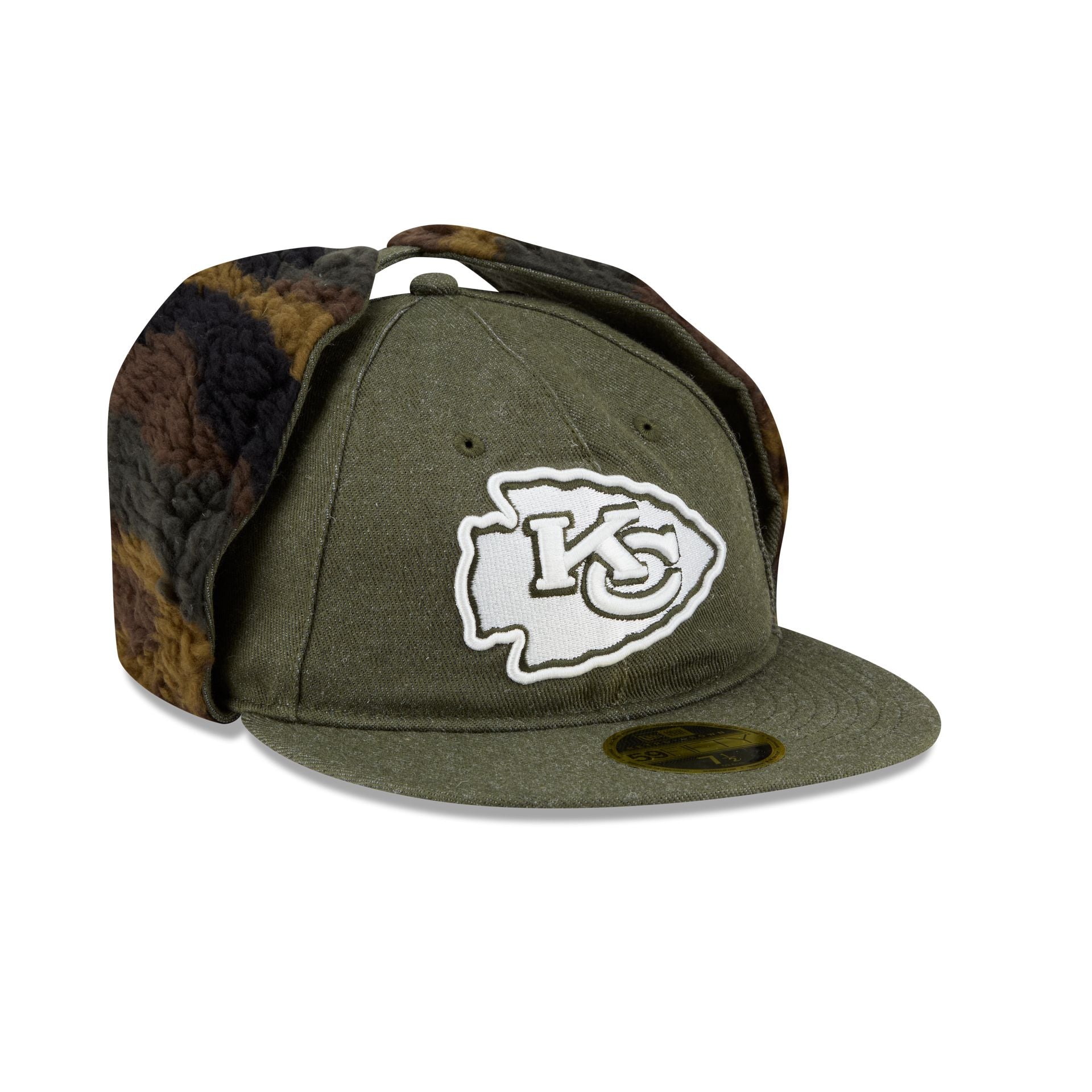 Kansas City Chiefs Three Looms Cotton Twill Camo Retro Crown Dog Ear 59FIFTY Fitted Hat