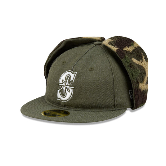 Seattle Mariners Three Looms Cotton Twill Camo Retro Crown Dog Ear 59FIFTY Fitted Hat - New Era Cap