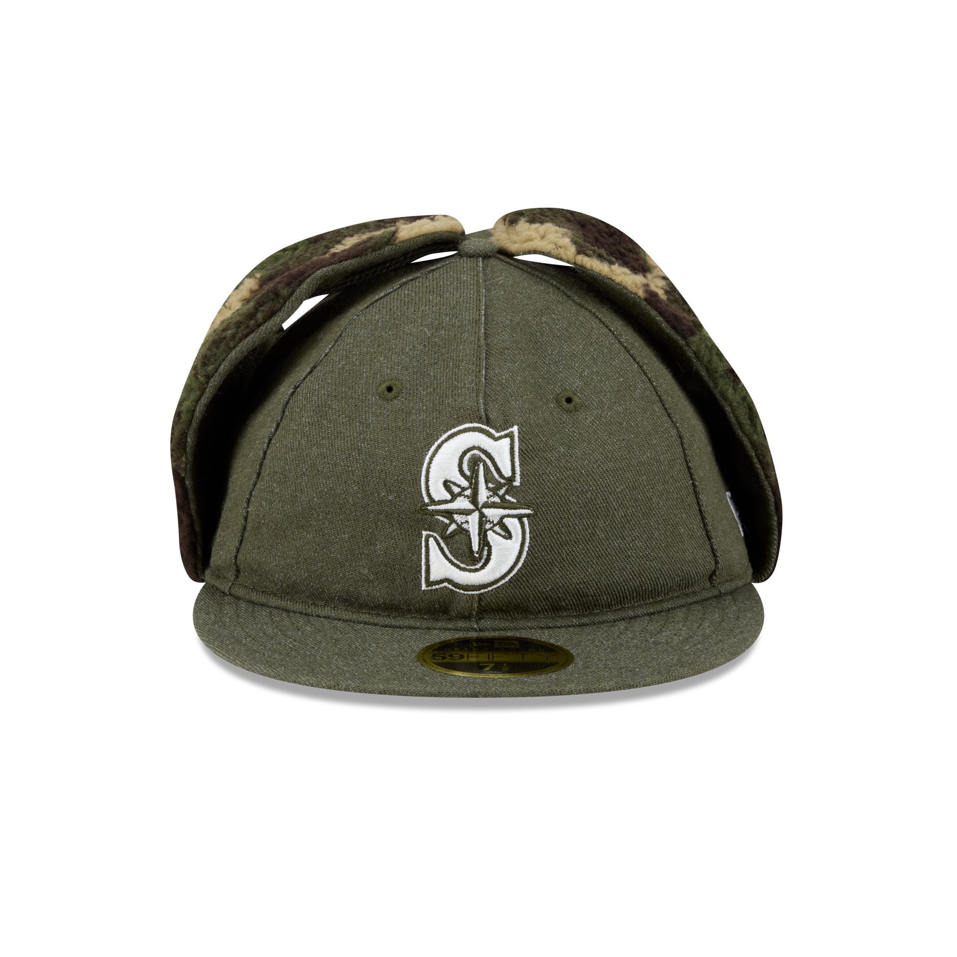 Seattle Mariners Three Looms Cotton Twill Camo Retro Crown Dog Ear 59FIFTY Fitted Hat
