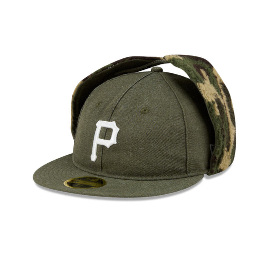 Pittsburgh Pirates Three Looms Cotton Twill Camo Retro Crown Dog Ear 59FIFTY Fitted Hat - New Era Cap