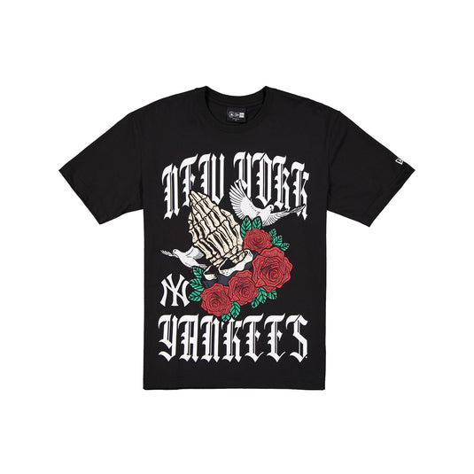 New York Yankees Gothic Bloom Black T-Shirt - New Era Cap