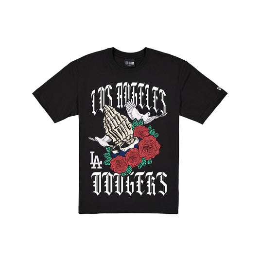 Los Angeles Dodgers Gothic Bloom Black T-Shirt - New Era Cap