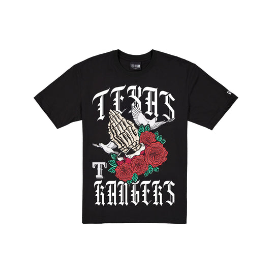 Texas Rangers Gothic Bloom Black T-Shirt - New Era Cap