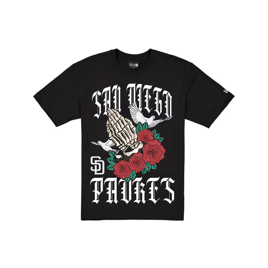 San Diego Padres Gothic Bloom Black T-Shirt - New Era Cap