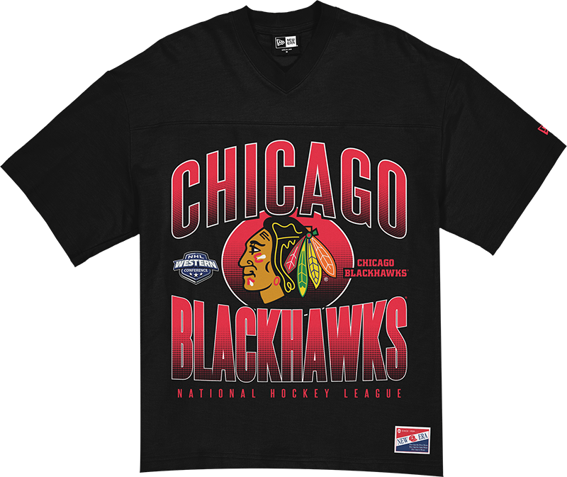Chicago Blackhawks Throwback Black Boxy T-Shirt