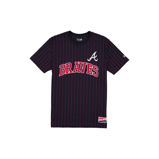 Atlanta Braves Throwback Applique Pinstripe T-Shirt - New Era Cap