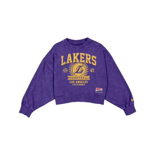 Los Angeles Lakers Throwback Women's Boxy Crewneck - New Era Cap
