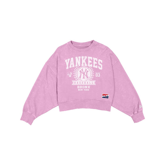 New York Yankees Throwback Women's Boxy Pink Crewneck - New Era Cap