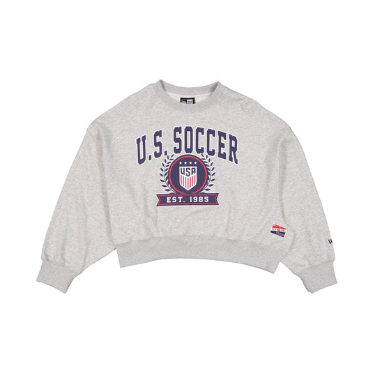 US Soccer Women's National Team Women's Heather Gray Cropped Crewneck - New Era Cap