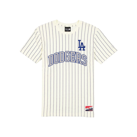 Los Angeles Dodgers Throwback Applique Pinstripe Chrome White T-Shirt - New Era Cap