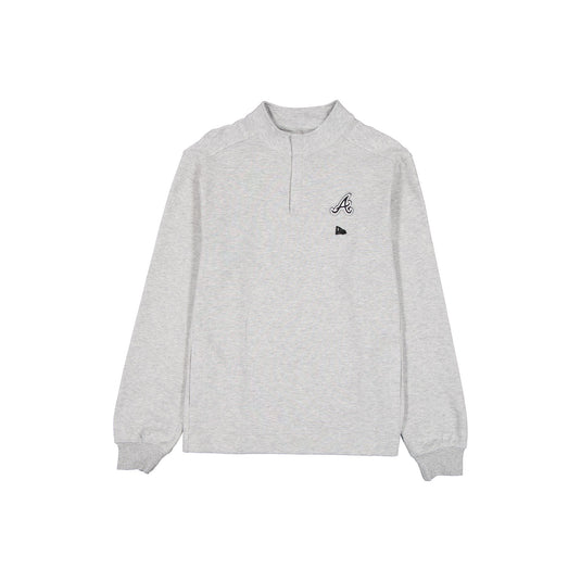 Atlanta Braves Logo Essentials Heather Gray Quarter Zip - New Era Cap