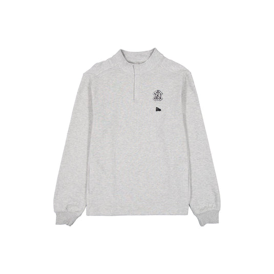 New York Yankees Logo Essentials Heather Gray Quarter Zip - New Era Cap