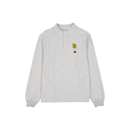 San Diego Padres Logo Essentials Heather Gray Quarter Zip - New Era Cap