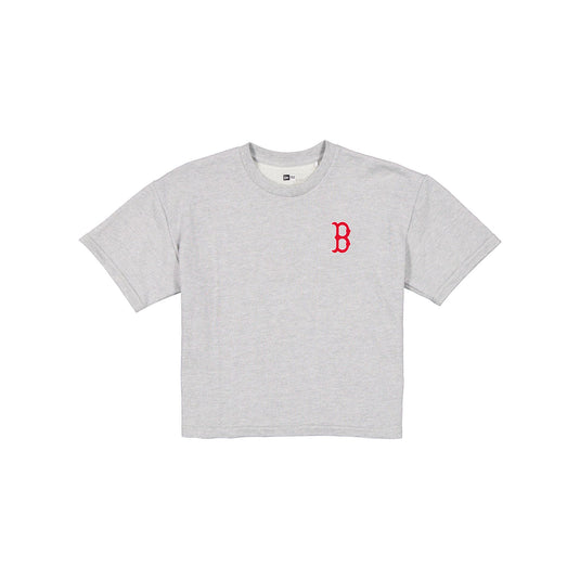 Boston Red Sox Glam Game Women's Cropped Heather Gray T-Shirt - New Era Cap