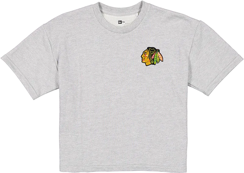 Chicago Blackhawks Glam Game Women's Cropped Heather Gray T-Shirt