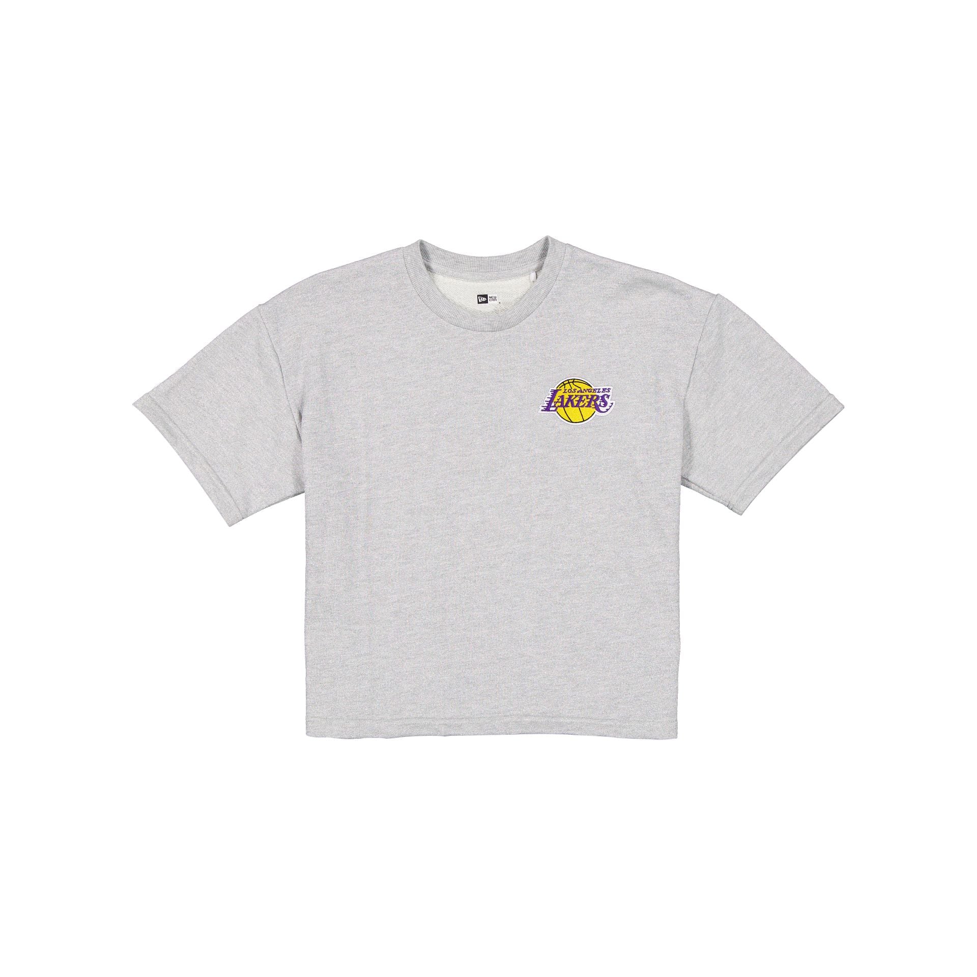 Los Angeles Lakers Glam Game Women's Cropped Heather Gray T-Shirt