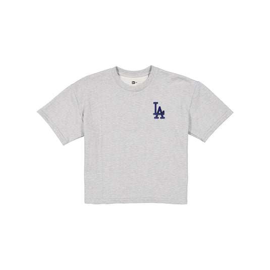 Los Angeles Dodgers Glam Game Women's Cropped Heather Gray T-Shirt - New Era Cap