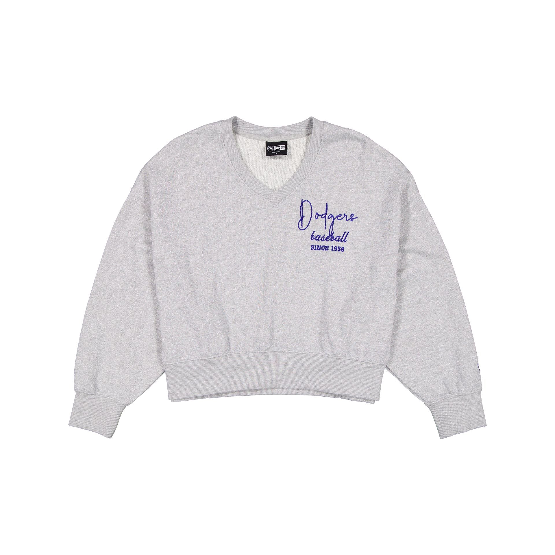 Los Angeles Dodgers Glam Game Women's Oversized Glittery Crewneck