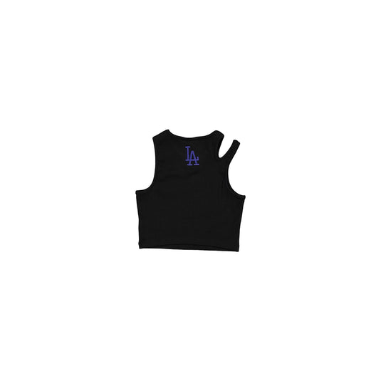 Los Angeles Dodgers Leisure Women's Black Split Strap Cropped Tank Top - New Era Cap