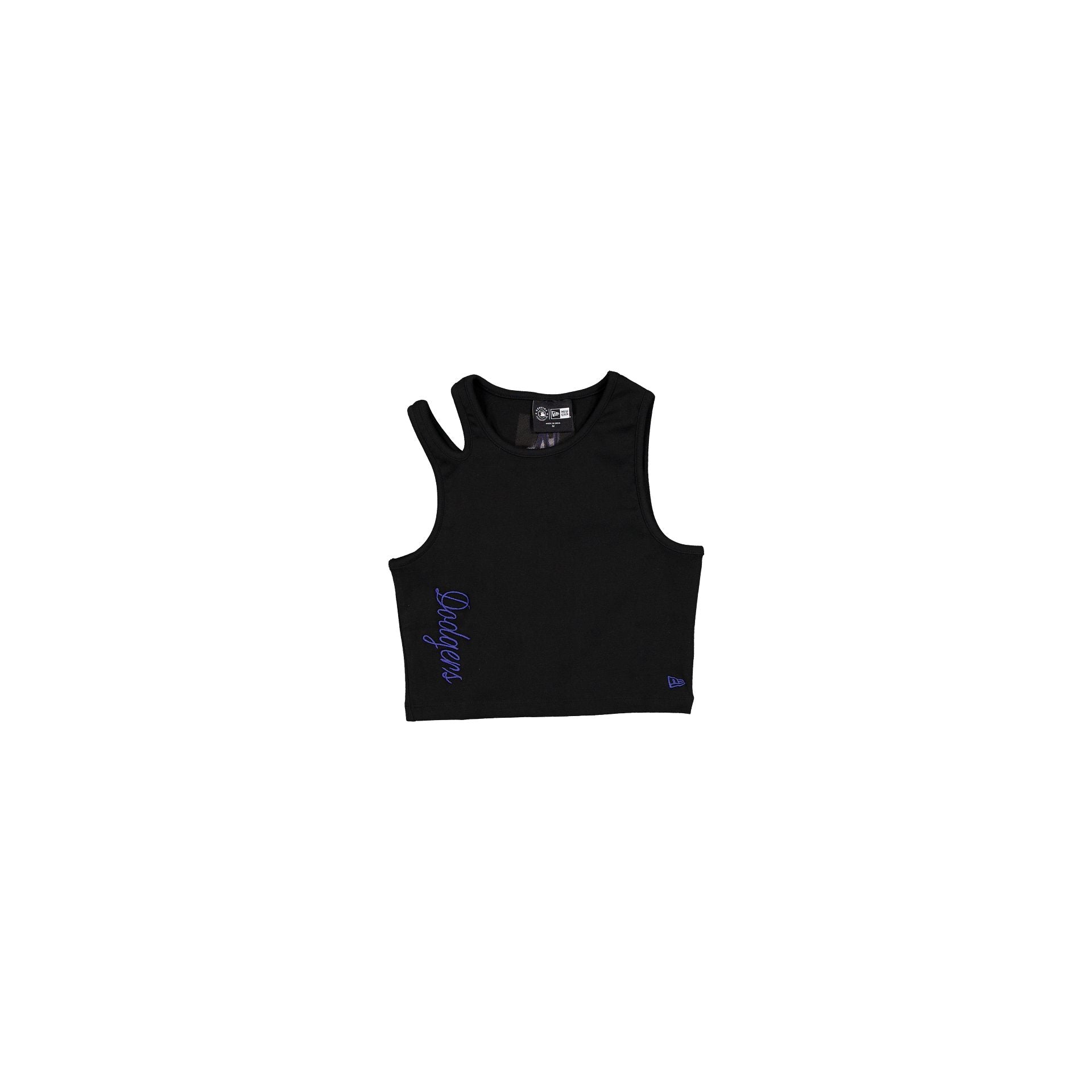 Los Angeles Dodgers Leisure Women's Black Split Strap Cropped Tank Top
