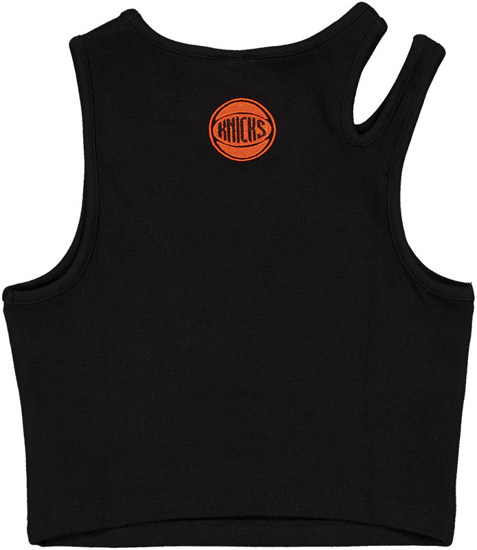 New York Knicks Leisure Women's Black Split Strap Cropped Tank Top