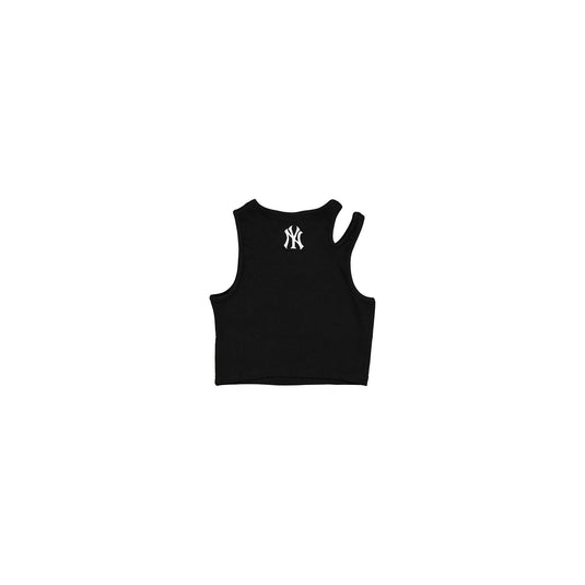 New York Yankees Leisure Women's Black Split Strap Cropped Tank Top - New Era Cap