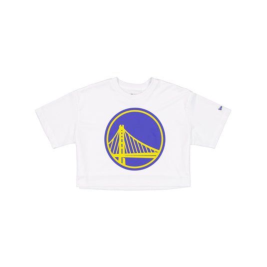 Golden State Warriors Summer Women's White Cropped Jersey T-Shirt - New Era Cap
