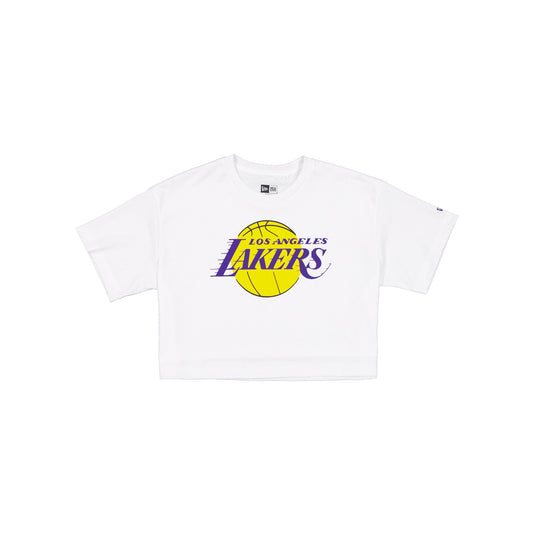 Los Angeles Lakers Summer Women's White Cropped Jersey T-Shirt - New Era Cap