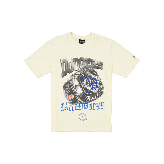 Born x Raised x Los Angeles Dodgers Championship Ring Chrome White T-Shirt - New Era Cap
