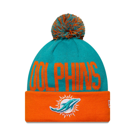 Miami Dolphins Madrid Game Team Pom Knit Hat - New Era Cap