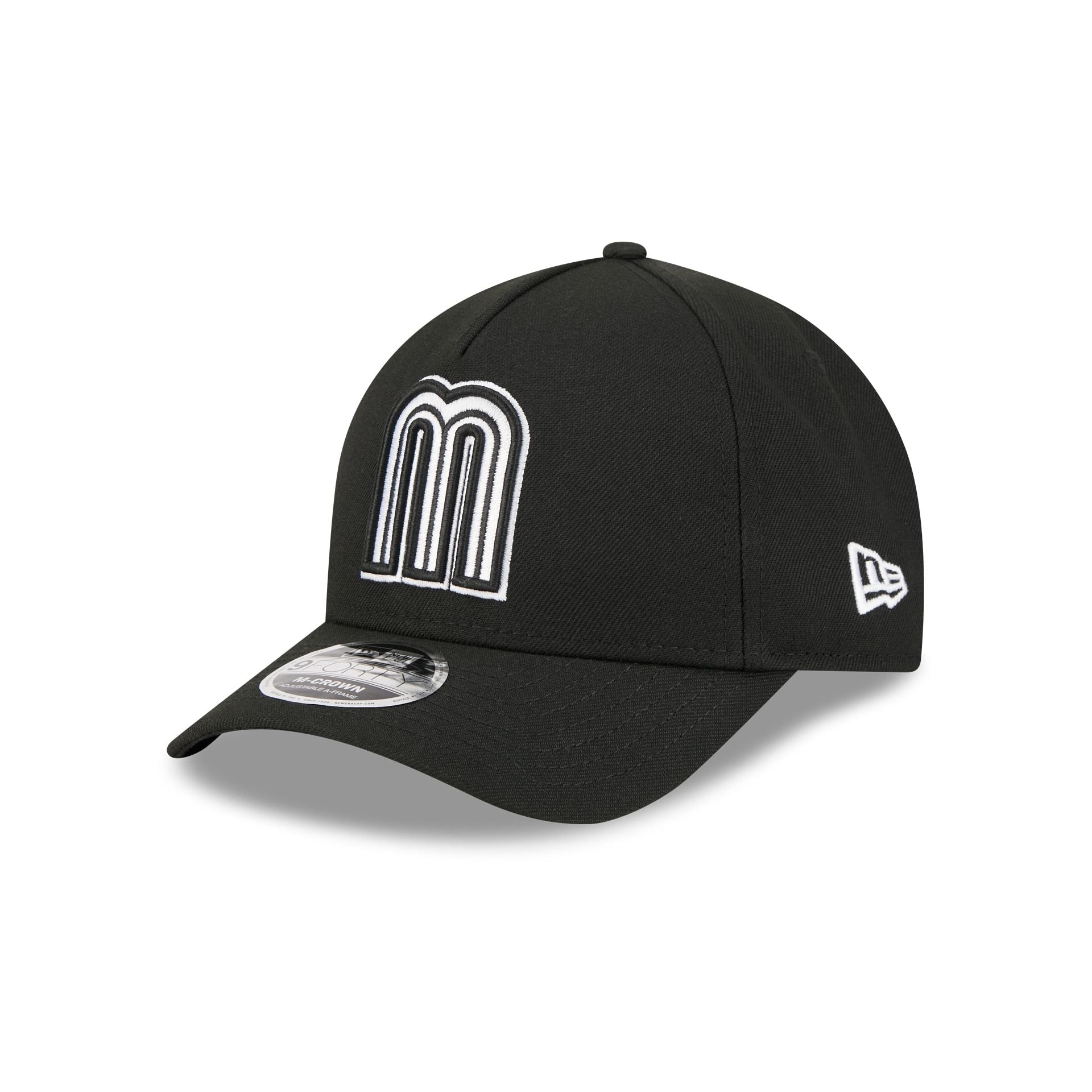 Mexico World Baseball Classic Black and White 9FORTY M-Crown A-Frame Snapback Hat