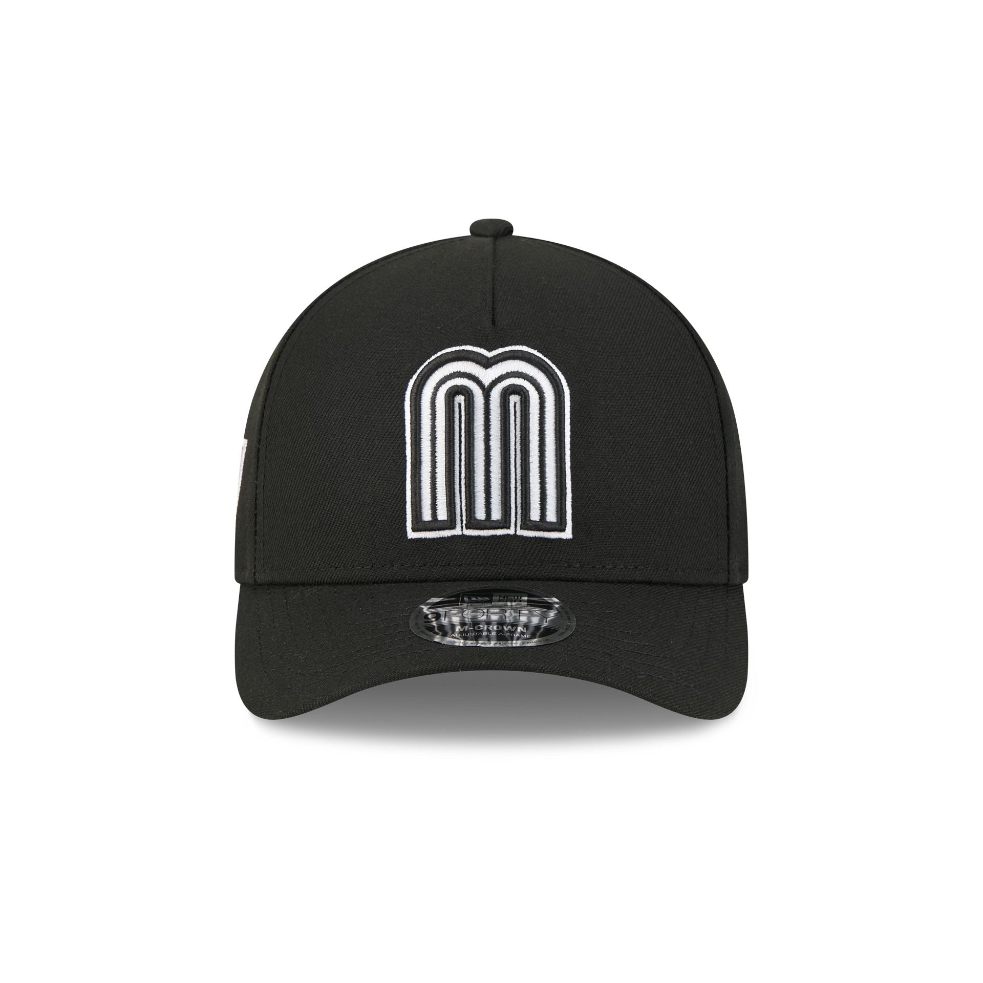 Mexico World Baseball Classic Black and White 9FORTY M-Crown A-Frame Snapback Hat
