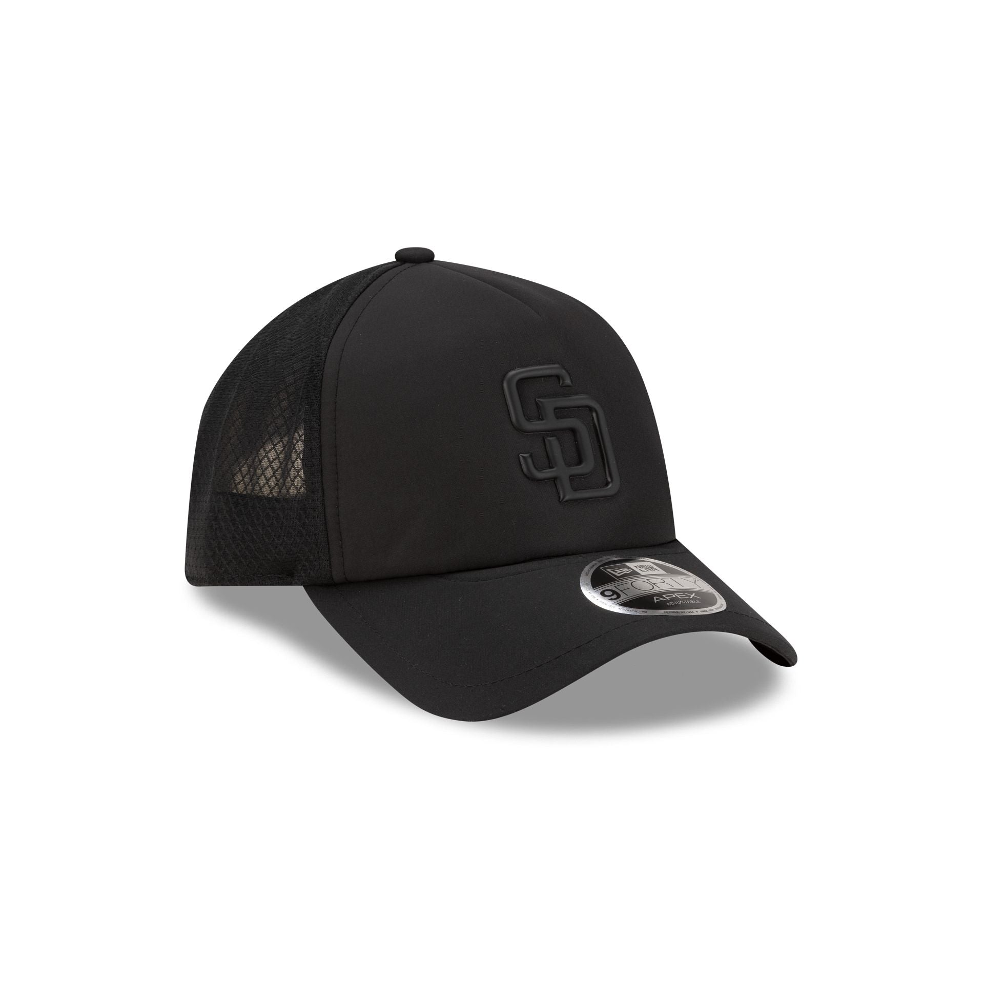 San Diego Padres 2026 Batting Practice Black 9FORTY APEX Trucker Hat
