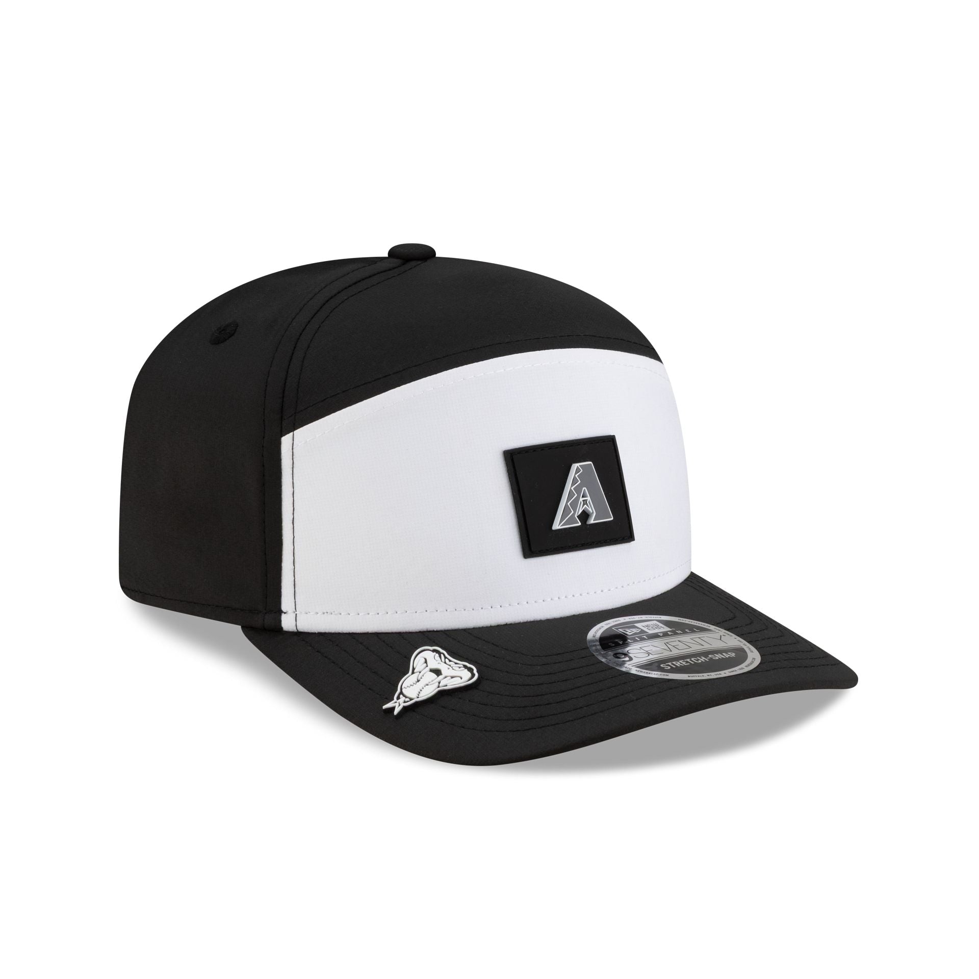 Arizona Diamondbacks 2026 Clubhouse Black & White Split Panel 9SEVENTY Stretch-Snap Hat