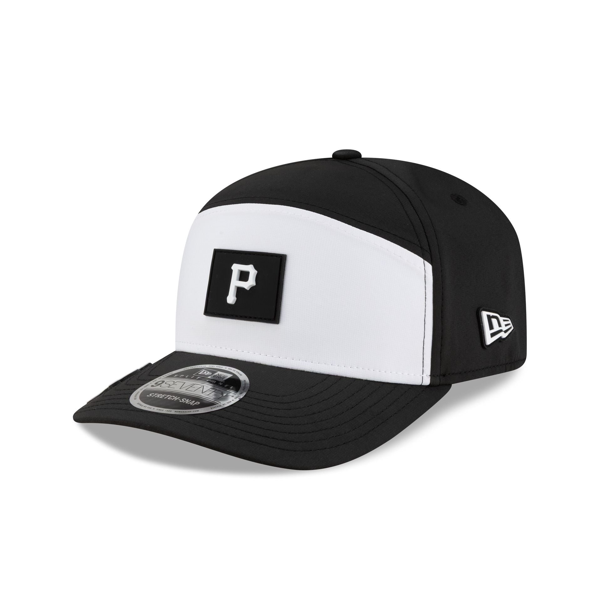 Pittsburgh Pirates 2026 Clubhouse Black & White Split Panel 9SEVENTY Stretch-Snap Hat