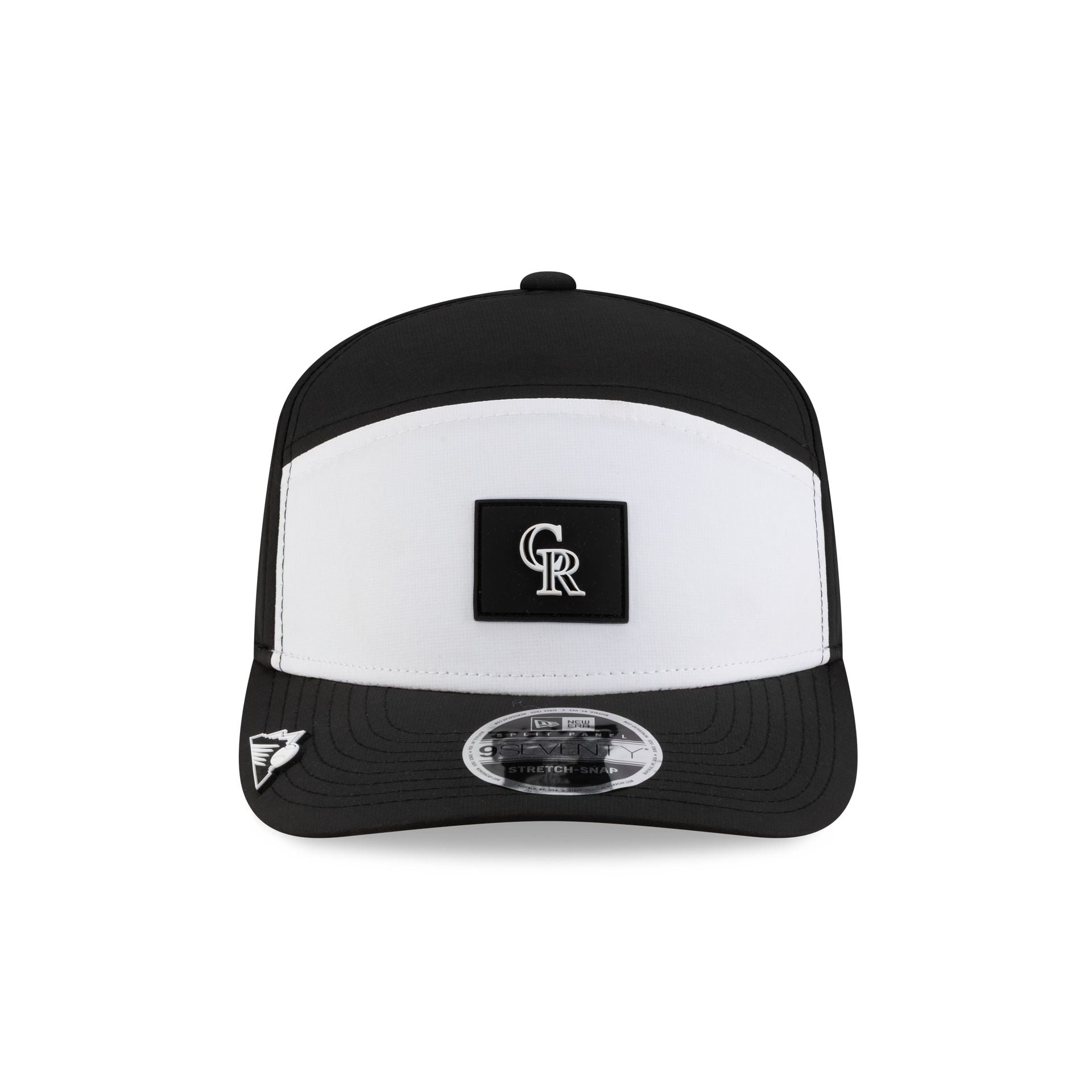 Colorado Rockies 2026 Clubhouse Black & White Split Panel 9SEVENTY Stretch-Snap Hat
