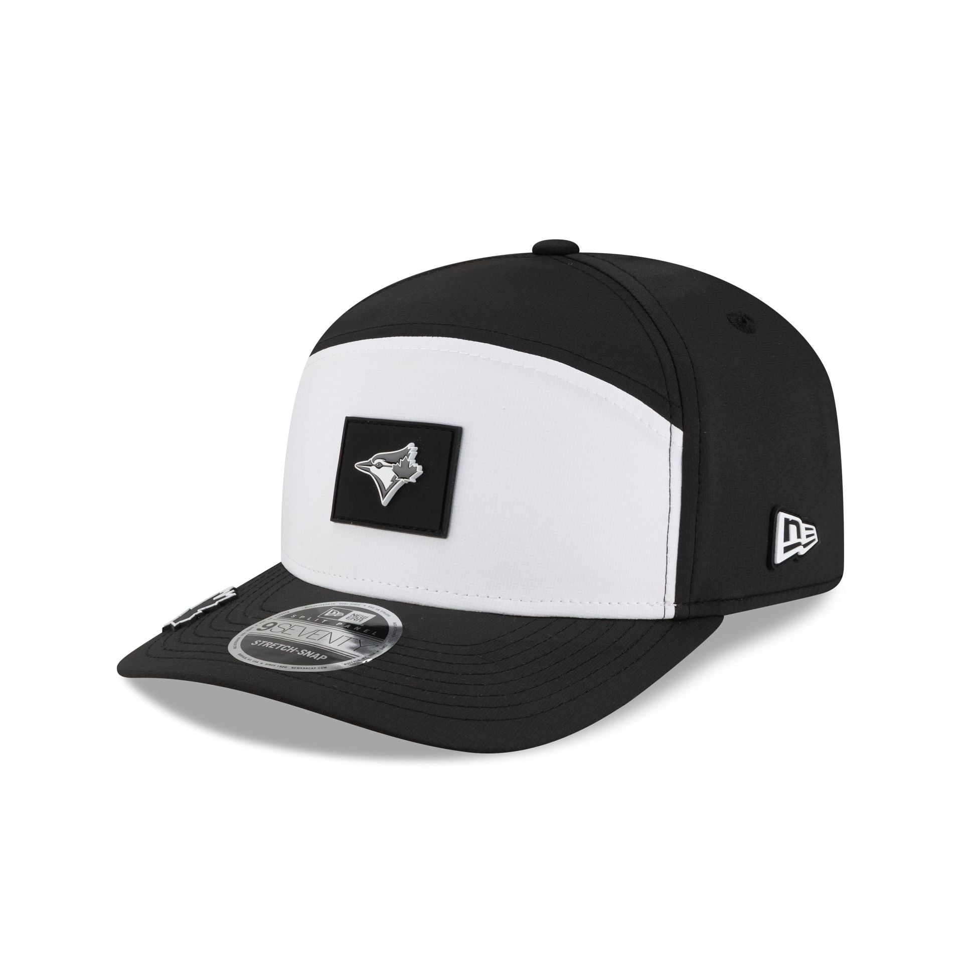Toronto Blue Jays 2026 Clubhouse Black & White Split Panel 9SEVENTY Stretch-Snap Hat