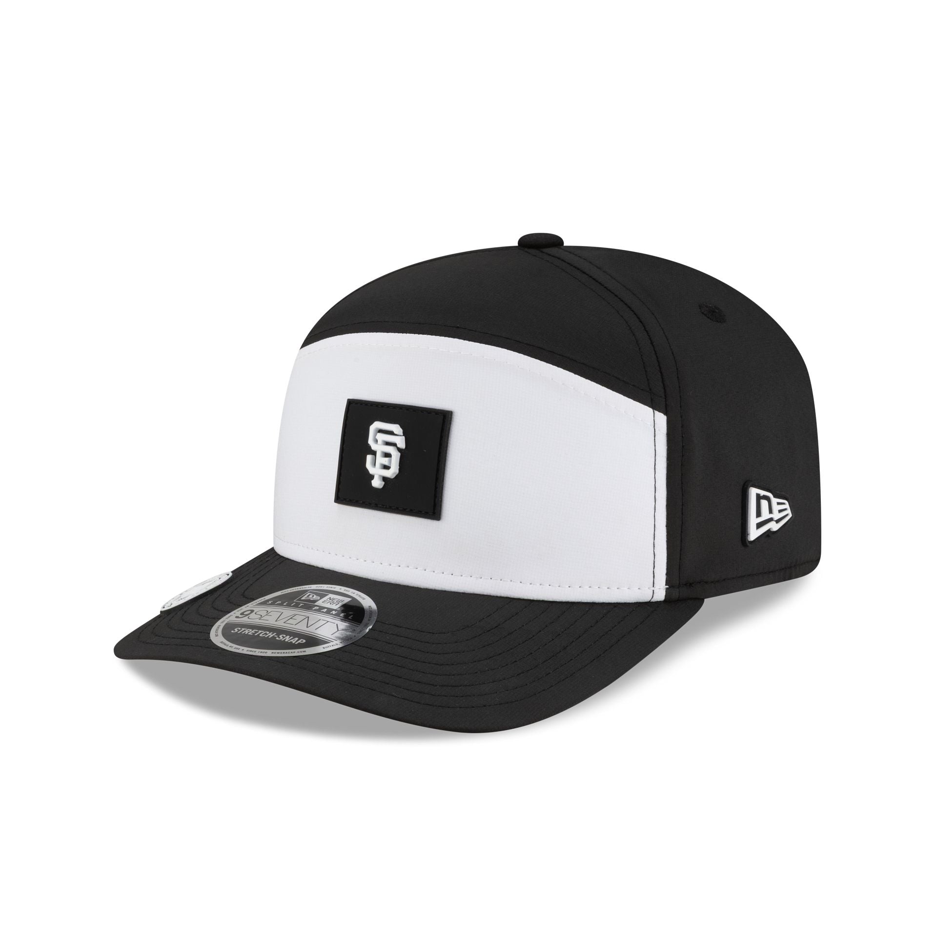 San Francisco Giants 2026 Clubhouse Black & White Split Panel 9SEVENTY Stretch-Snap Hat