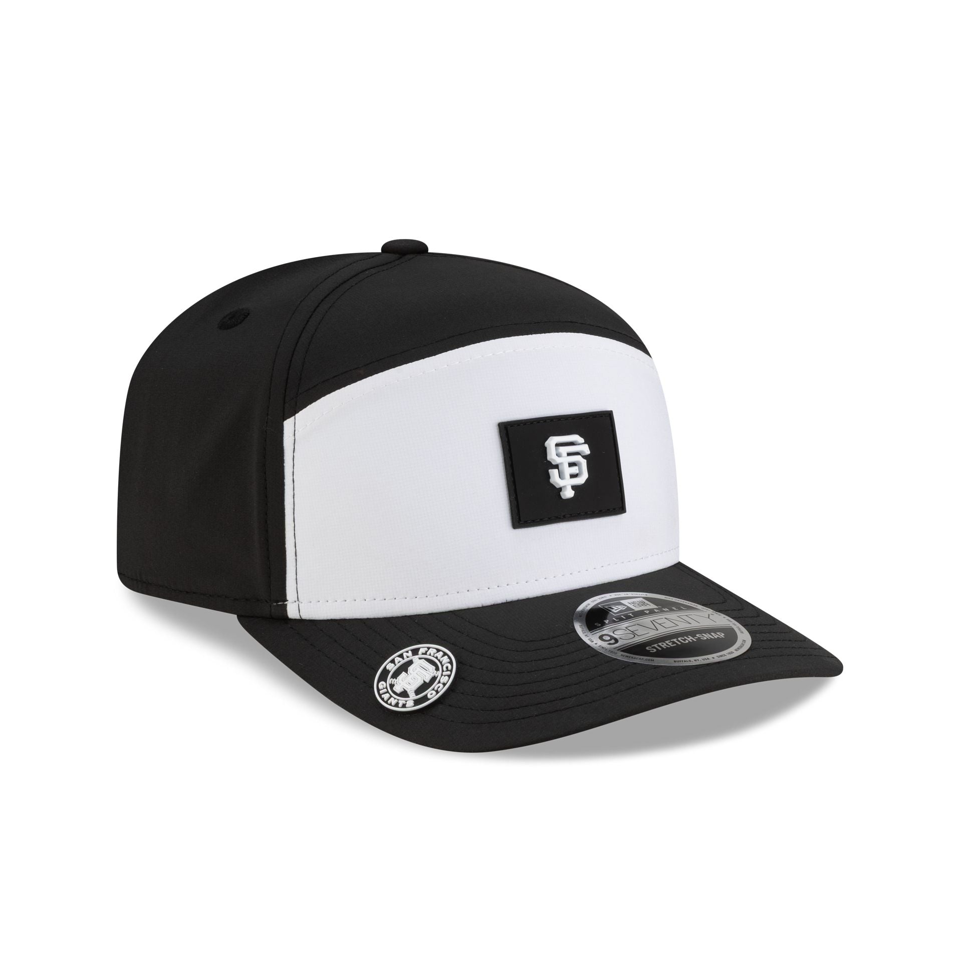 San Francisco Giants 2026 Clubhouse Black & White Split Panel 9SEVENTY Stretch-Snap Hat