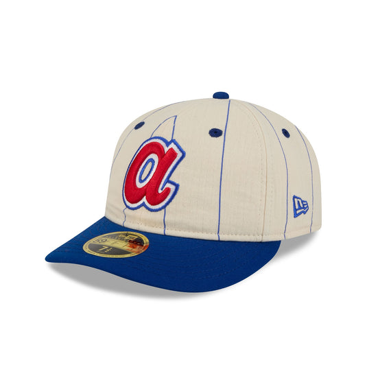 Atlanta Braves Linen Pinstripe Retro Crown 59FIFTY Fitted Hat - New Era Cap
