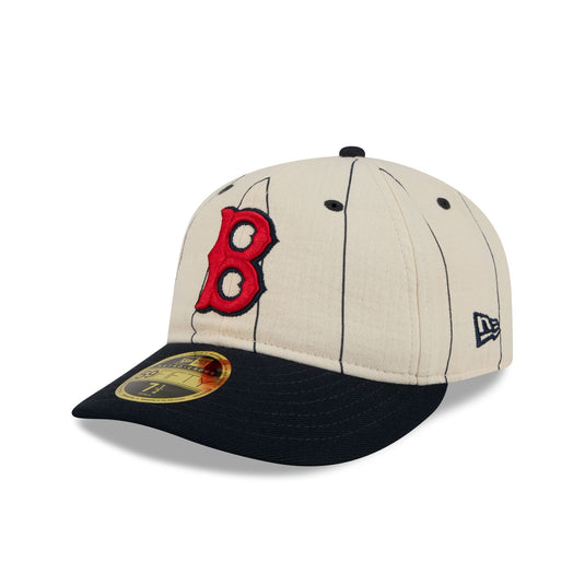 Boston Red Sox Linen Pinstripe Retro Crown 59FIFTY Fitted Hat - New Era Cap
