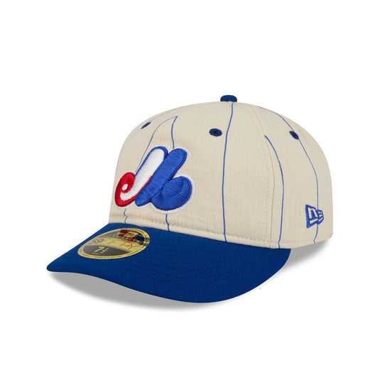 Montreal Expos Linen Pinstripe Retro Crown 59FIFTY Fitted Hat - New Era Cap