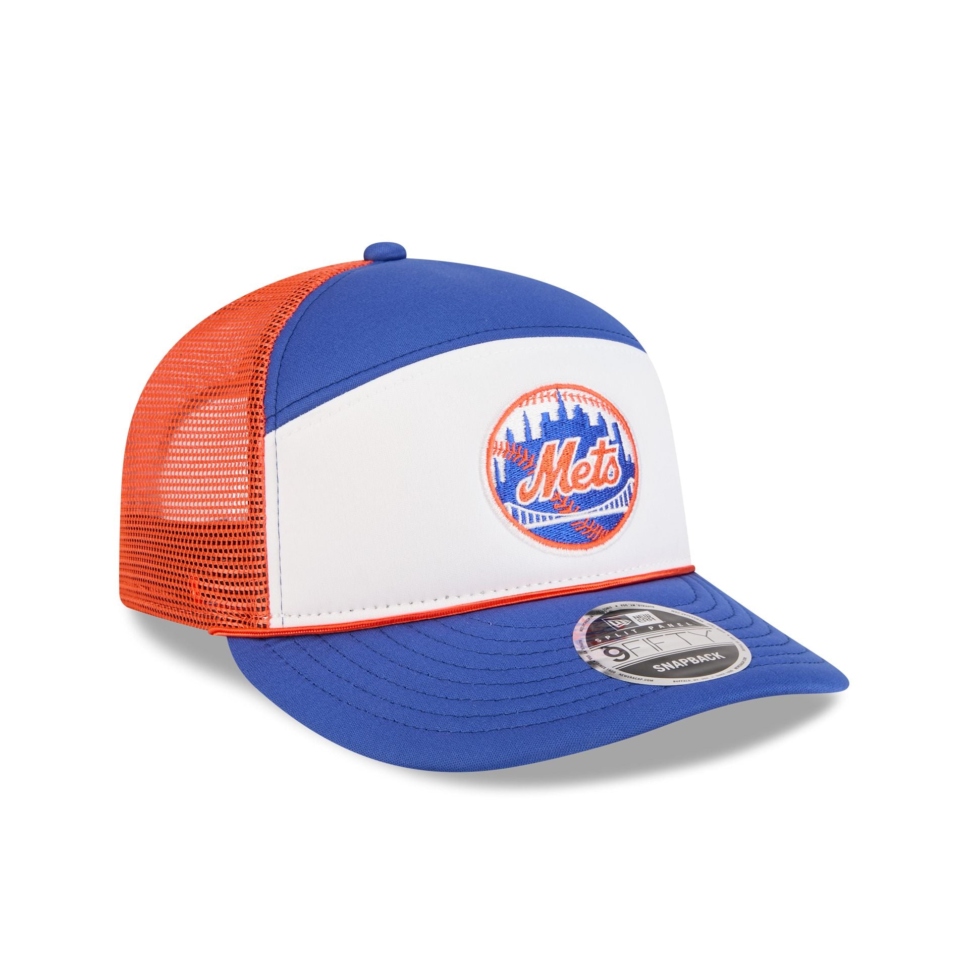 New York Mets Blocked Split Panel 9FIFTY Trucker Hat