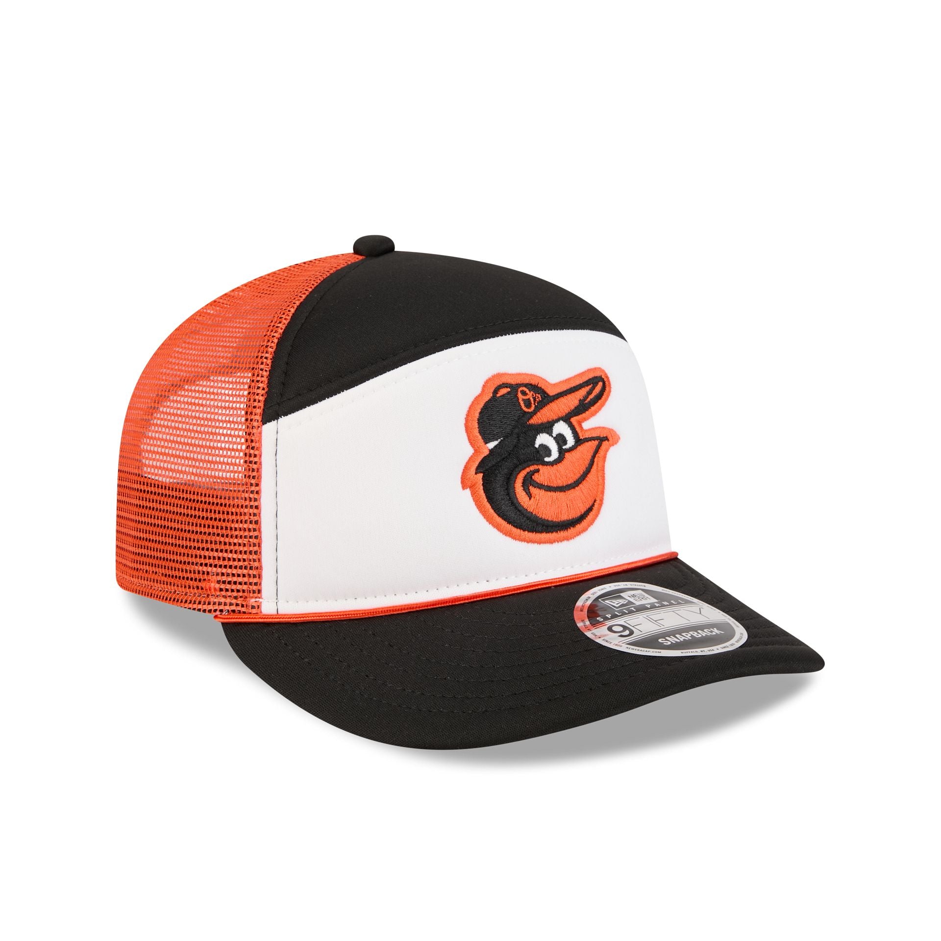Baltimore Orioles Blocked Split Panel 9FIFTY Trucker Hat