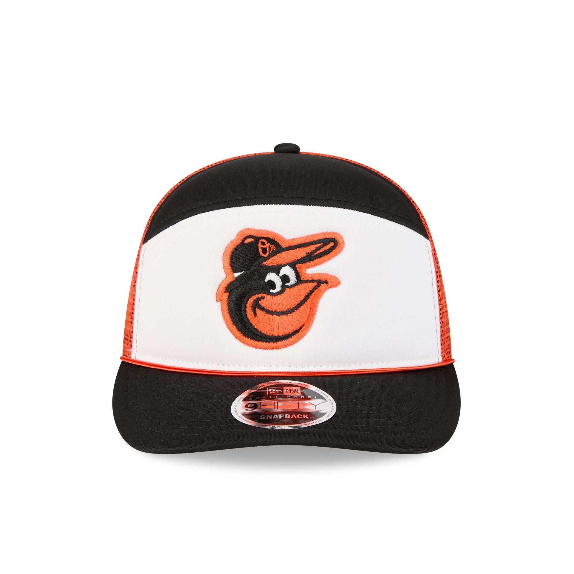 Baltimore Orioles Blocked Split Panel 9FIFTY Trucker Hat