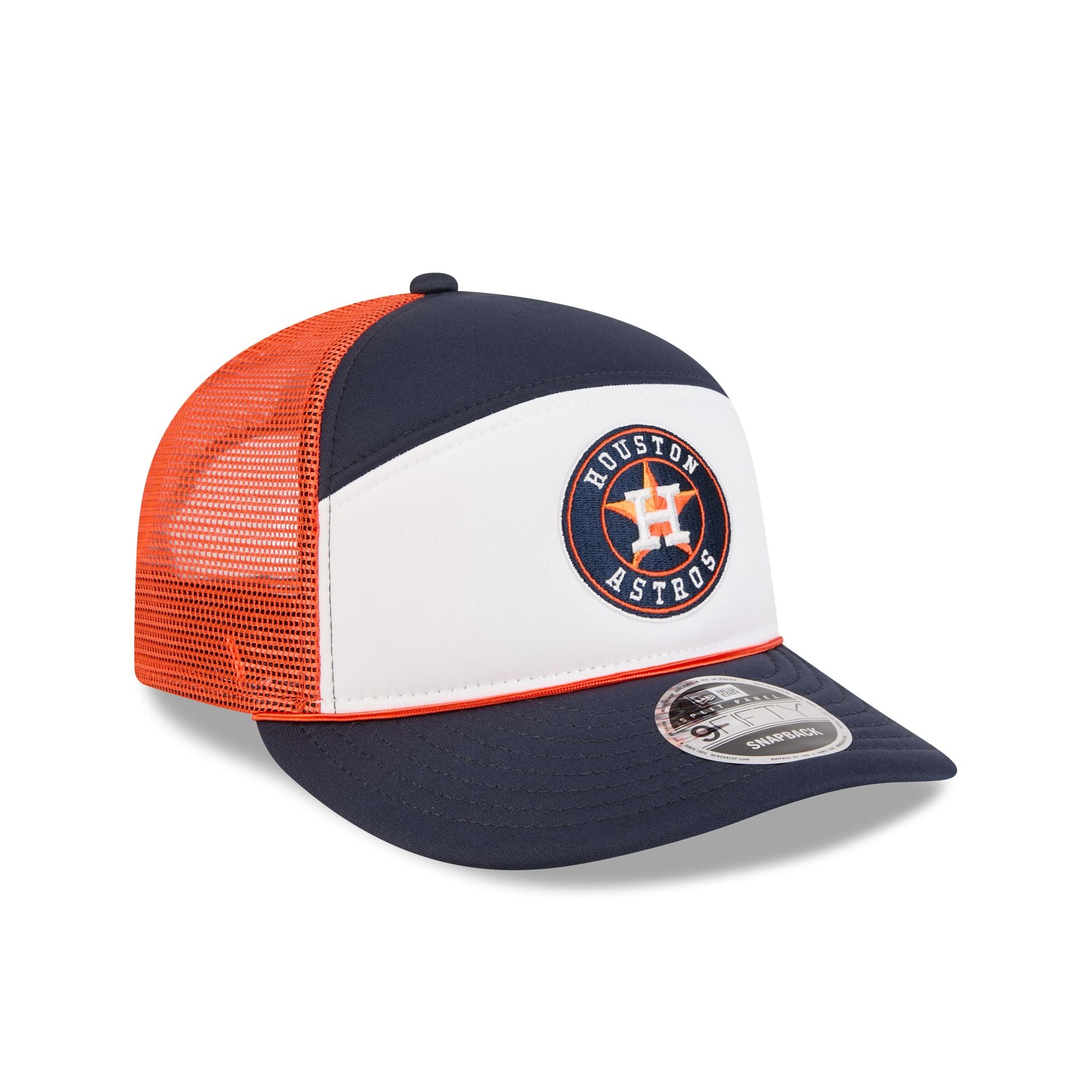 Houston Astros Blocked Split Panel 9FIFTY Trucker Hat